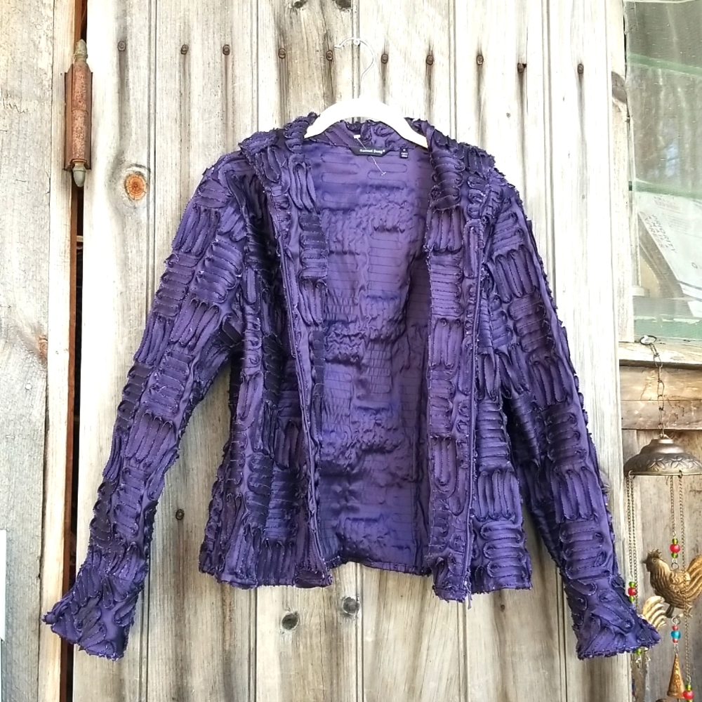Samuel Dong Deep Purple Textured Blazer
